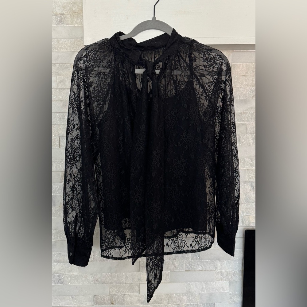 Ann Taylor Black Lace Blouse